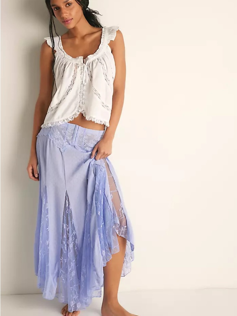 NWT Free People Maxi Slip Skirt in Perwinkle Size XS